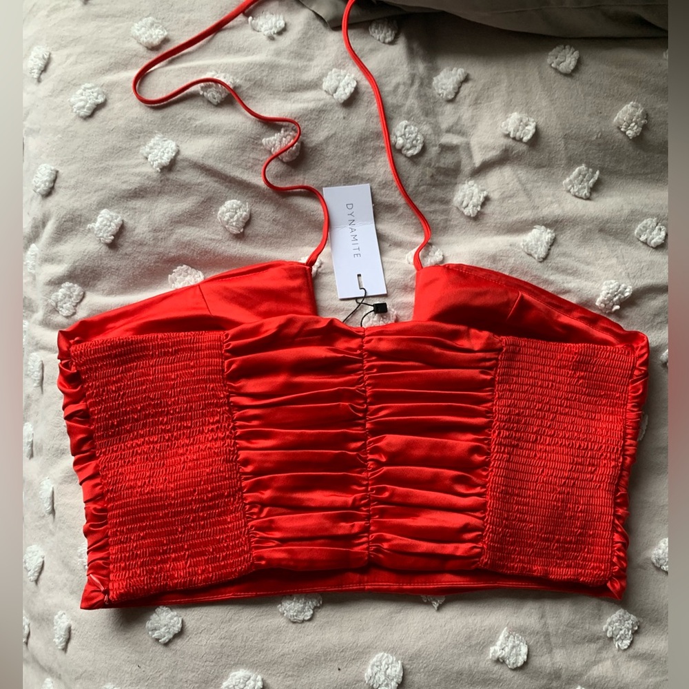 Dynamite Red Cropped Halter Top - Picture 3 of 3